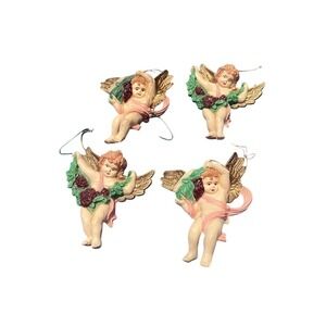 Fontanini Vintage Cherub Angel‎ Christmas Ornaments Set of 4 Multicolor decor